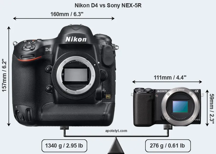 Size Nikon D4 vs Sony NEX-5R