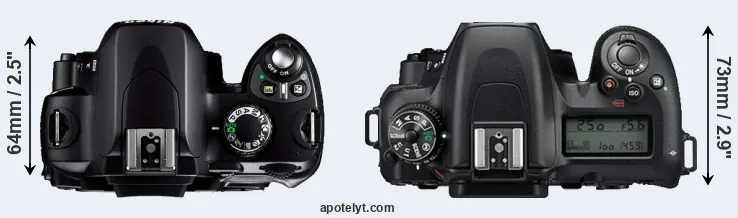 Compare D40 versus D7500 top