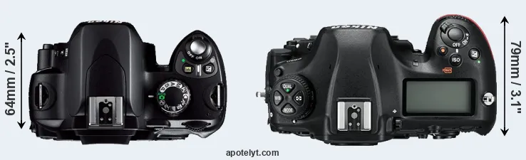 Compare D40 versus D850 top