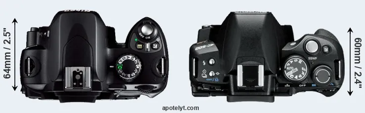 Compare D40 versus E-600 top