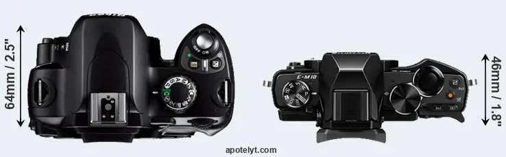 Compare D40 versus E-M10 top