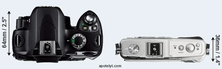 Compare D40 versus E-P1 top