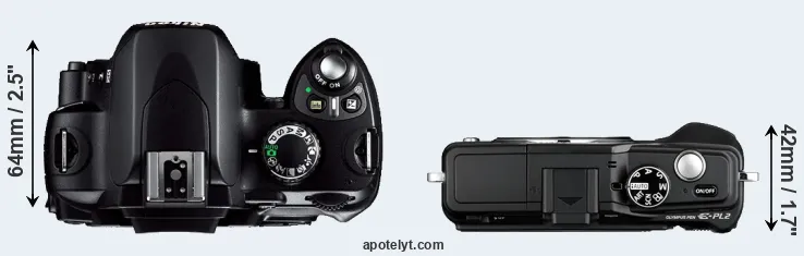 Compare D40 versus E-PL2 top