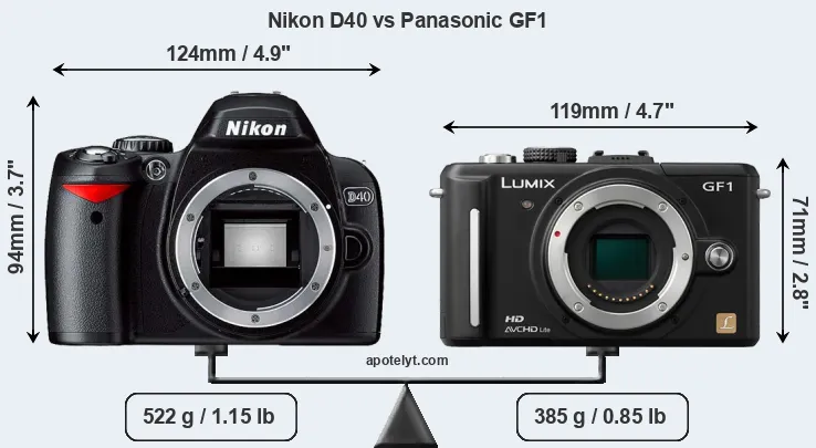 Size Nikon D40 vs Panasonic GF1