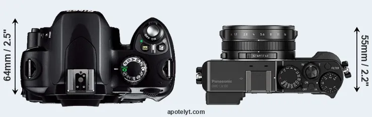 Compare D40 versus LX100 top
