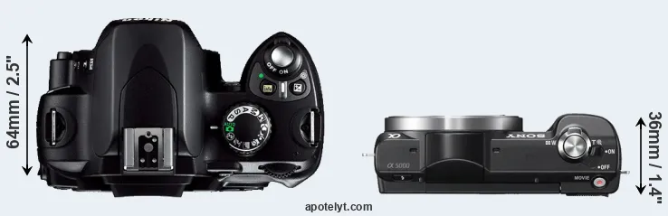 Compare D40 versus A5000 top