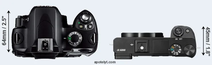 Compare D40 versus A6000 top