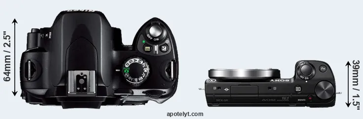 Compare D40 versus NEX-5R top