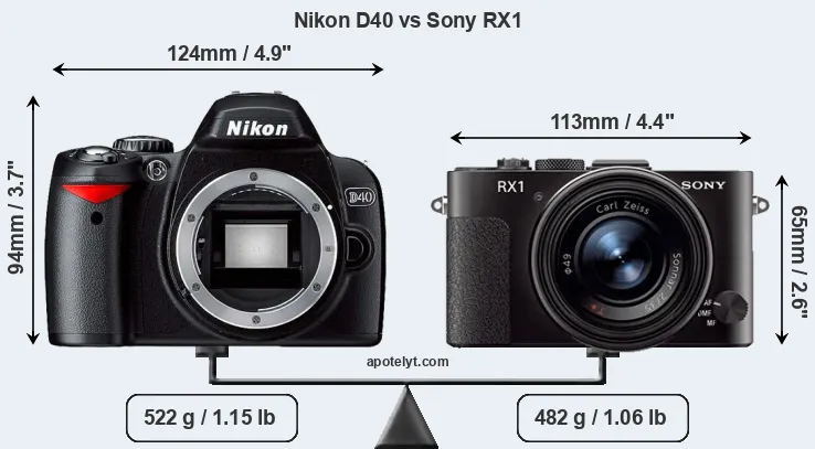 Size Nikon D40 vs Sony RX1