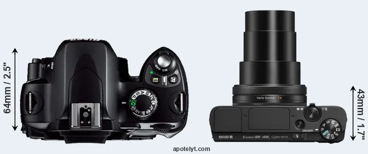 Compare D40 versus RX100 VII top