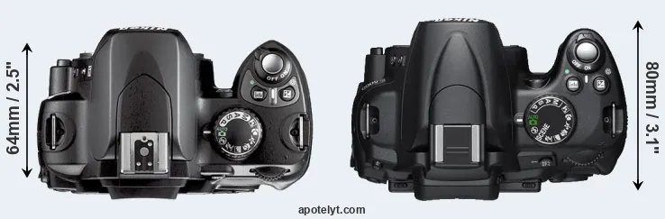 Compare D40X versus D5000 top