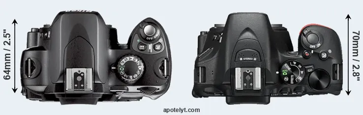 Compare D40X versus D5500 top