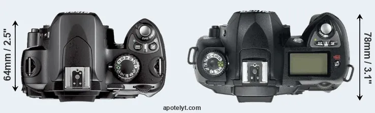 Compare D40X versus D70 top