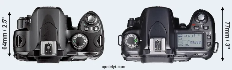 Compare D40X versus D80 top