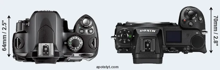 Compare D40X versus Z7 II top