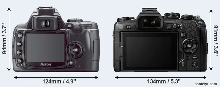 Comparison D40X or E-M1 II rear