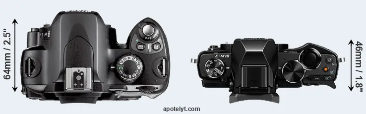 Compare D40X versus E-M10 top