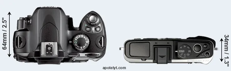 Compare D40X versus E-P3 top