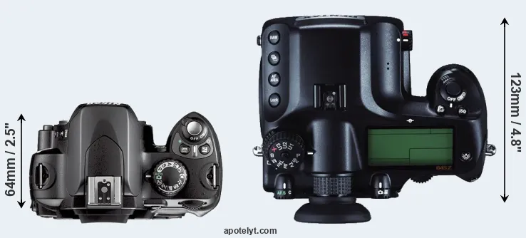 Compare D40X versus 645Z top