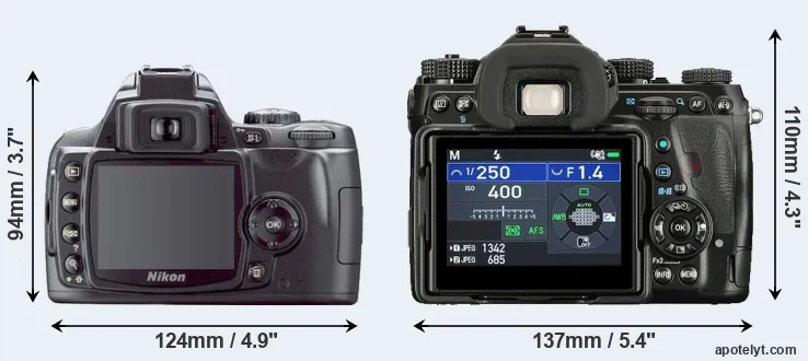 Comparison D40X or K-1 II rear