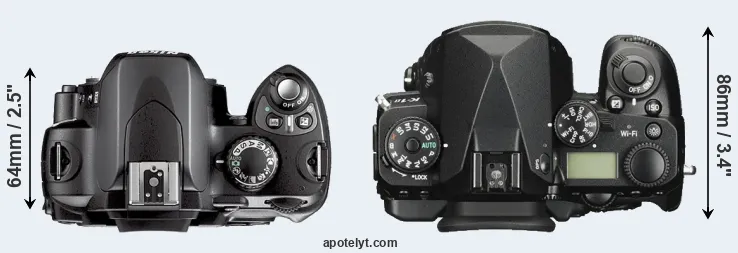 Compare D40X versus K-1 II top