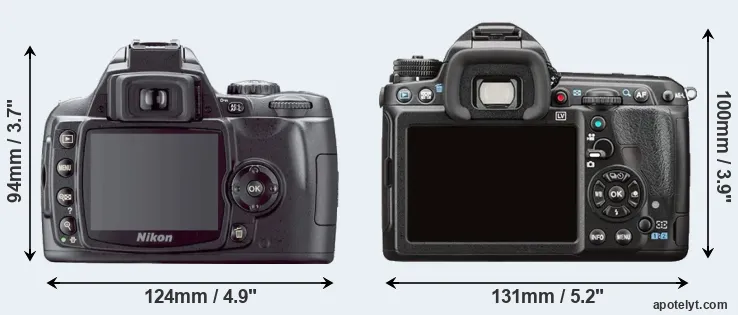 Comparison D40X or K-3 II rear