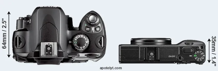 Compare D40X versus GR II top
