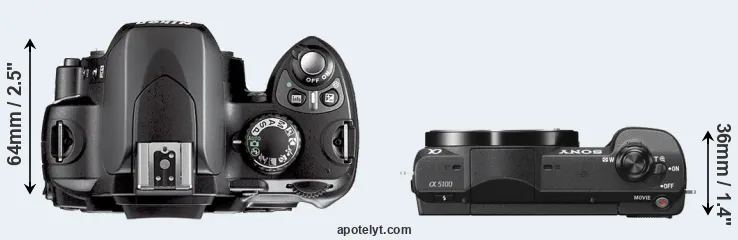Compare D40X versus A5100 top