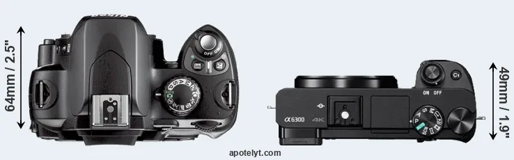 Compare D40X versus A6300 top