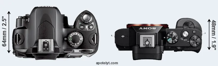 Compare D40X versus A7 top