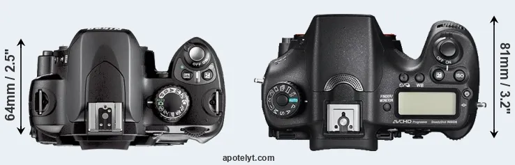 Compare D40X versus A77 II top