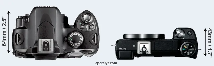 Compare D40X versus NEX-6 top