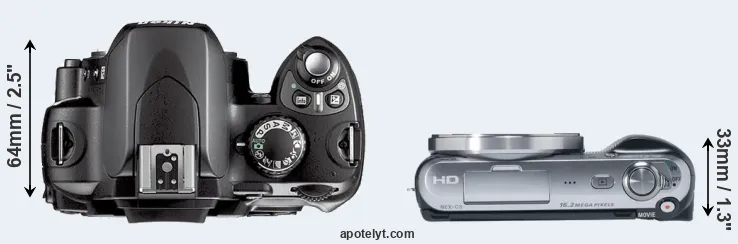 Compare D40X versus NEX-C3 top