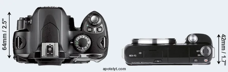 Compare D40X versus NEX-F3 top