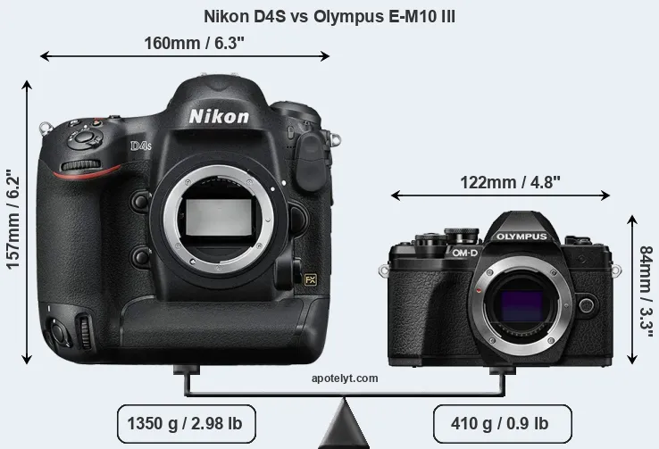 Size Nikon D4S vs Olympus E-M10 III