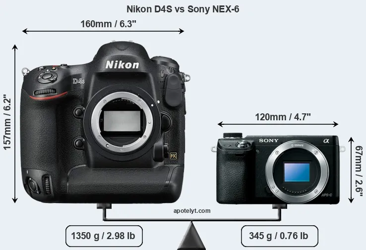 Size Nikon D4S vs Sony NEX-6
