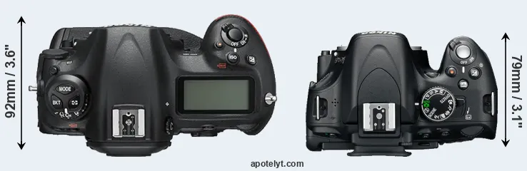 Compare D5 versus D5100 top