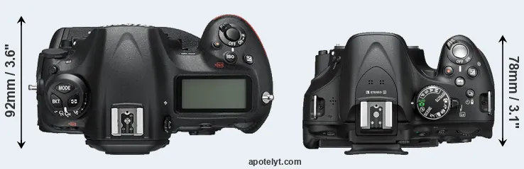 Compare D5 versus D5200 top