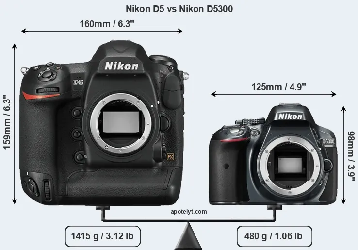 Size Nikon D5 vs Nikon D5300