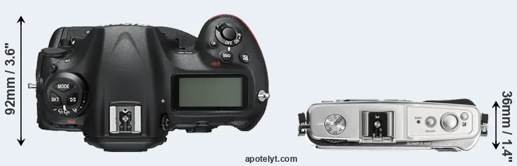 Compare D5 versus E-P1 top