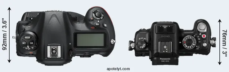 Compare D5 versus GH2 top