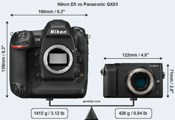 Size Nikon D5 vs Panasonic GX85