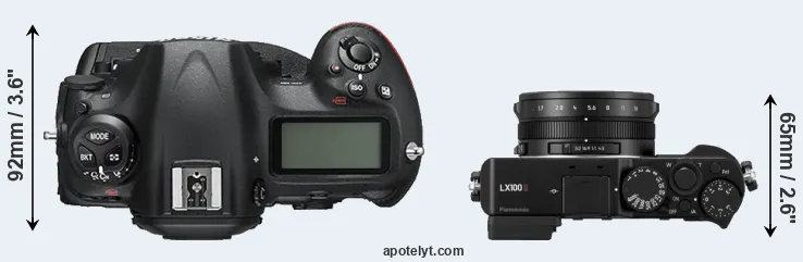 Compare D5 versus LX100 II top