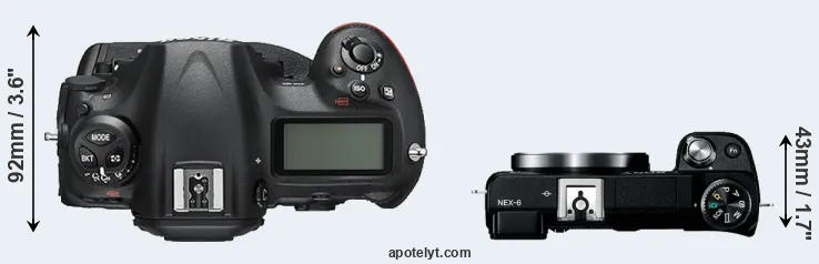Compare D5 versus NEX-6 top