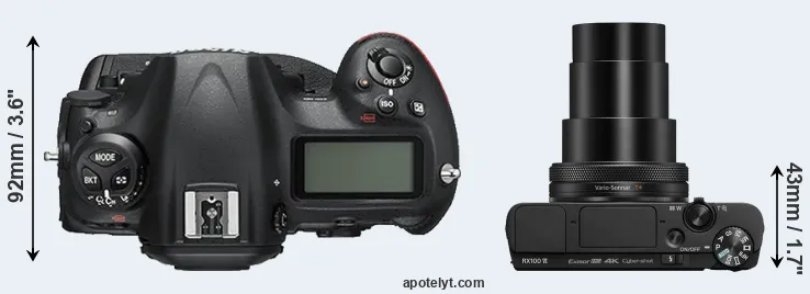 Compare D5 versus RX100 VI top