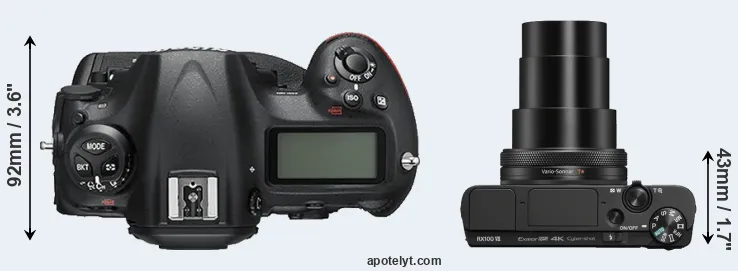 Compare D5 versus RX100 VII top