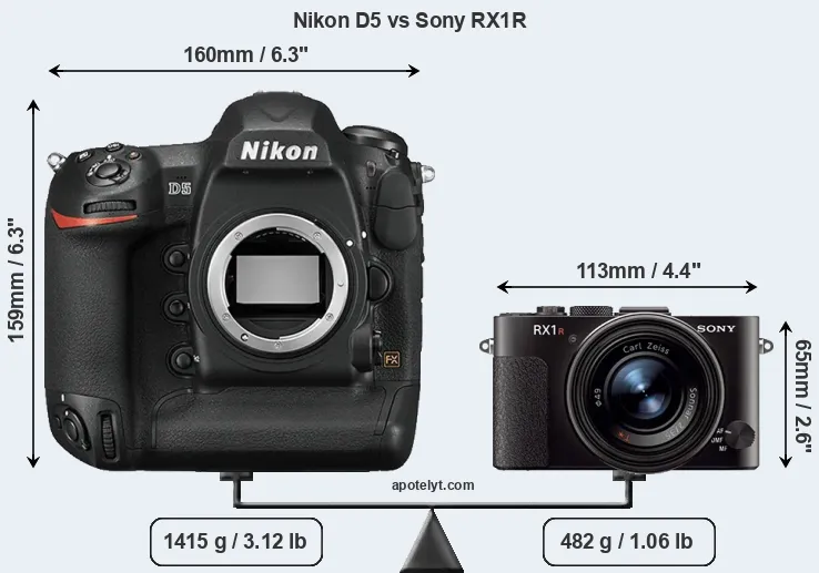 Size Nikon D5 vs Sony RX1R