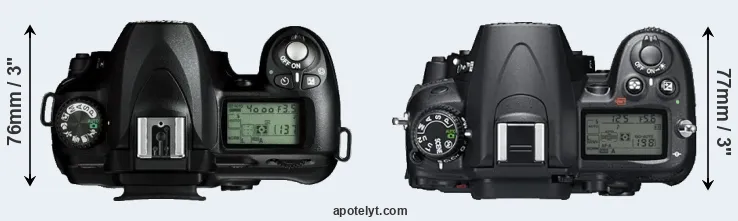 Compare D50 versus D7000 top