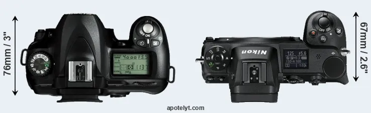 Compare D50 versus Z6 top