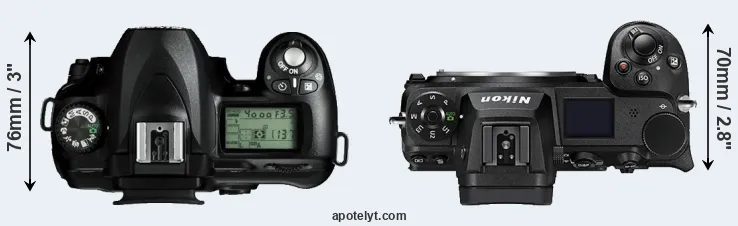 Compare D50 versus Z7 II top